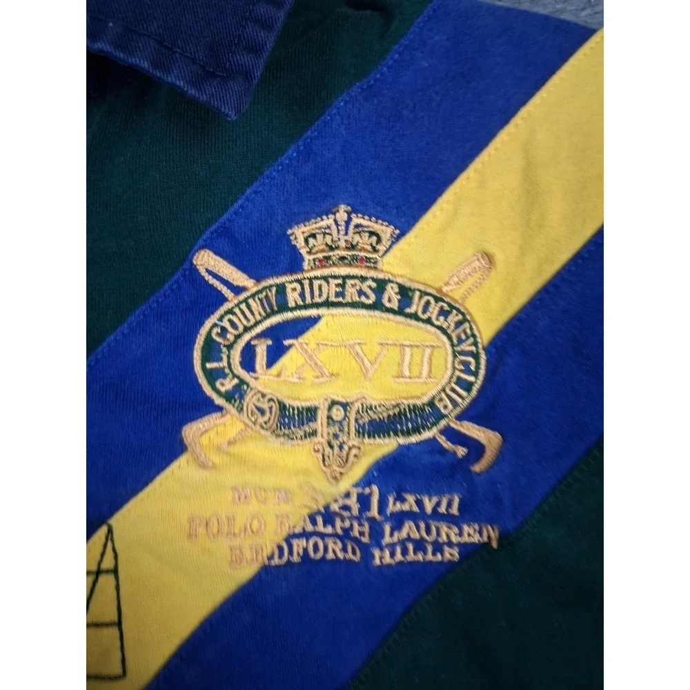 Polo Ralph Lauren Youth 12 -14 Green Rugby Varsity Patch Country Riders Jockey 2